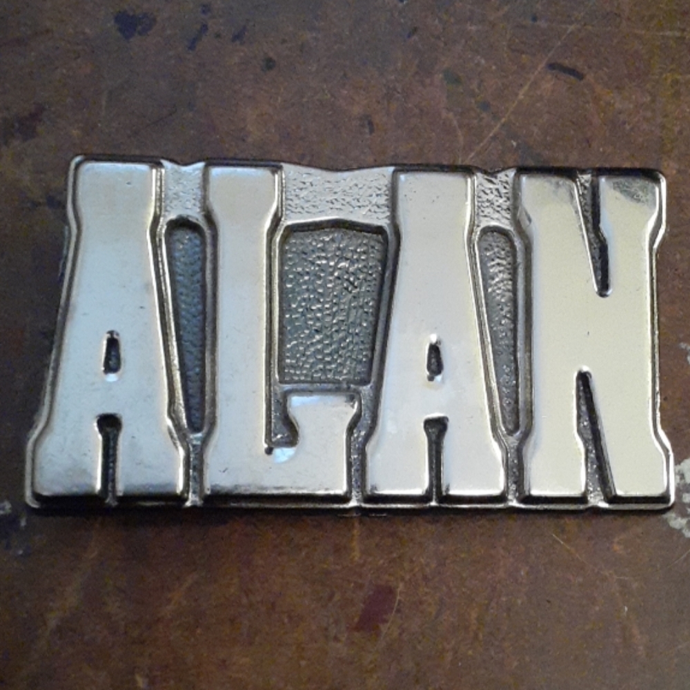 Vintage ALAN belt buckle Silver US made